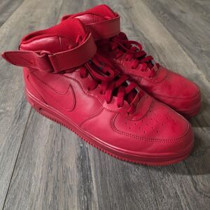 NIKE AIR FORCE 1 ID SIZE 10.5 RED OCTOBER GLOW IN THE DARK SOLES 808790-995